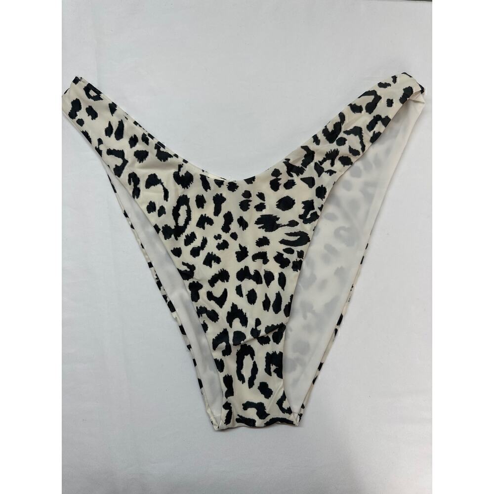 AERIE SWIMWEAR‎ Women's Black White Leopard Print Bikini Bottom SMALL NWT